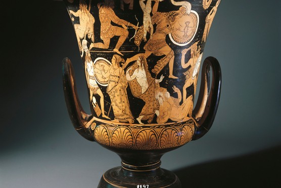 A red-figure pottery depicting a story involving Helen of Troy. "By the time of the advent of Athenian democracy after 508 BC, drama was firmly part of the Athenian landscape," says Dr Michael Scott. (DEA/G.NIMATALLAH/De Agostini/Getty Images) This red-figure pottery depicts a story involving Helen of Troy. Greek tragedies posed their audiences an awkward question: what would you do if you were in a similar situation? Meanwhile, comedy gave satirists a channel through which to cut Athens' political heavies down to size. (DEA/G.NIMATALLAH/De Agostini/Getty Images)