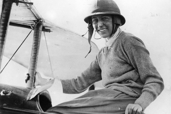 English aviator Amy Johnson, the first woman to fly solo from England to Australia. (Photo by The Sydney Morning Herald/Fairfax Media via Getty Images) English pilot Amy Johnson sat in a plane and wearing a helmet