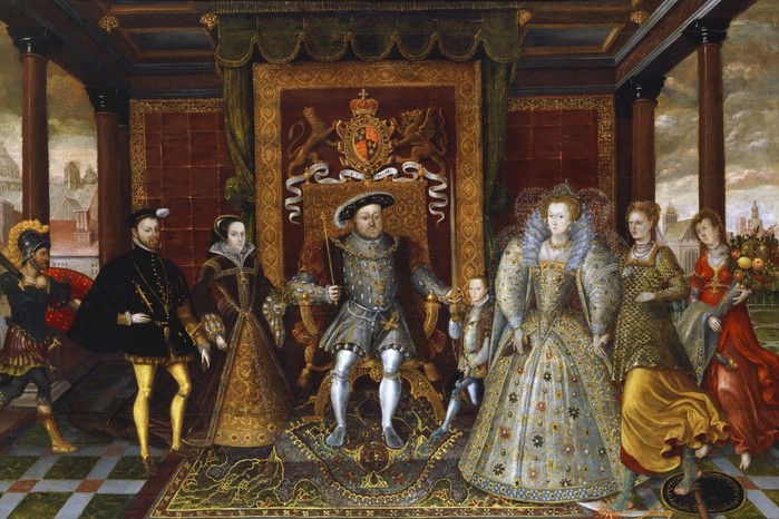 This painting places Henry VIII at the centre of the Tudor dynasty, surrounded by members of his family and his eventual successors.