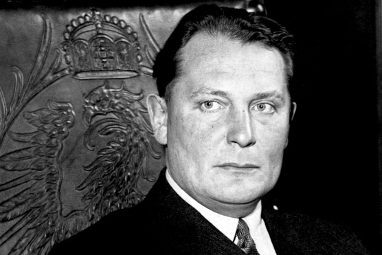 Hermann Göring in his office at the Reichstag, where he served as a leading figure of the Nazi regime. As Hitler’s deputy and head of the Luftwaffe, Göring wielded immense power during the Third Reich, later facing prosecution for war crimes at Nuremberg.