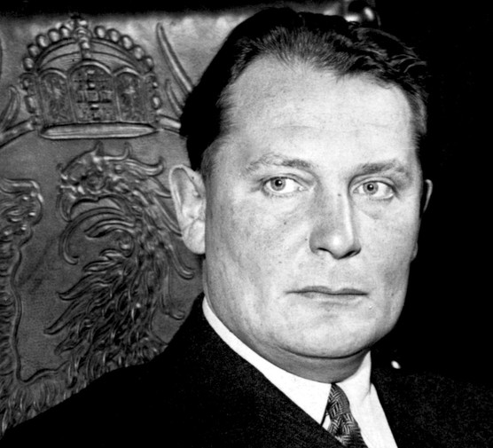 Hermann Göring in his office at the Reichstag, where he served as a leading figure of the Nazi regime. As Hitler’s deputy and head of the Luftwaffe, Göring wielded immense power during the Third Reich, later facing prosecution for war crimes at Nuremberg.