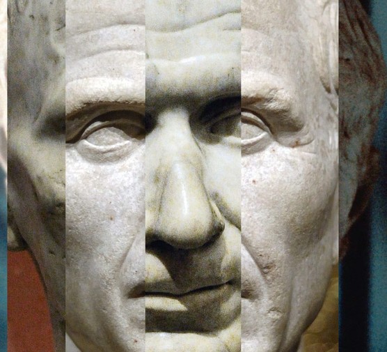 A marble bust of a man